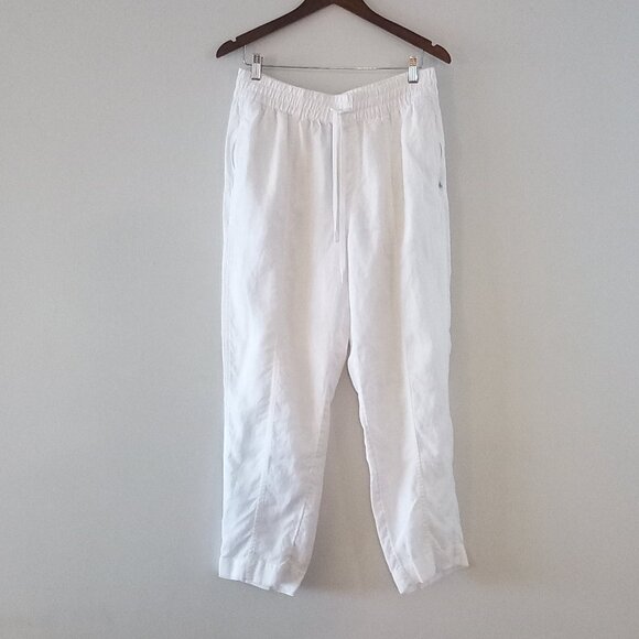ATHLETA white linen elastic waist pants - Picture 1 of 9